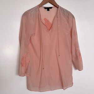 Express Pink Silk Tunic with rhinestone embellishments XS
